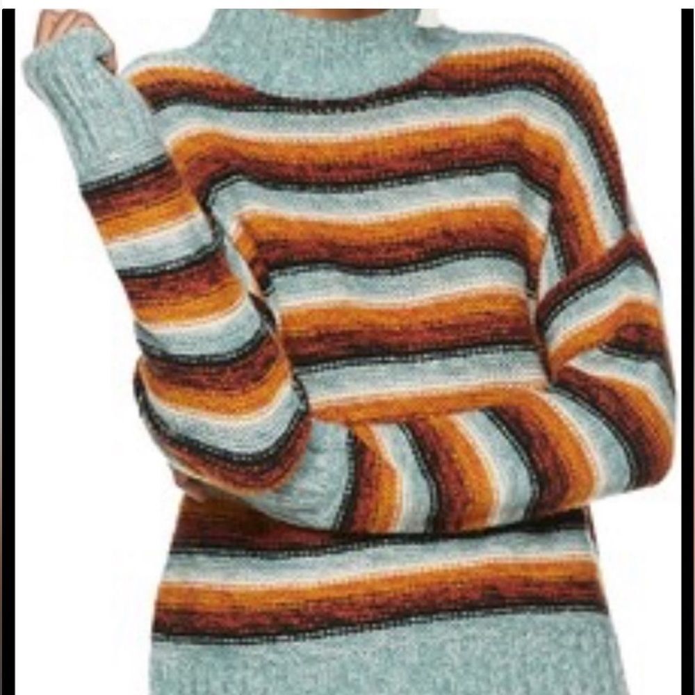 Pink Republic | Mock Neck Striped Sweater | Fits Like Oversized M to L/XL